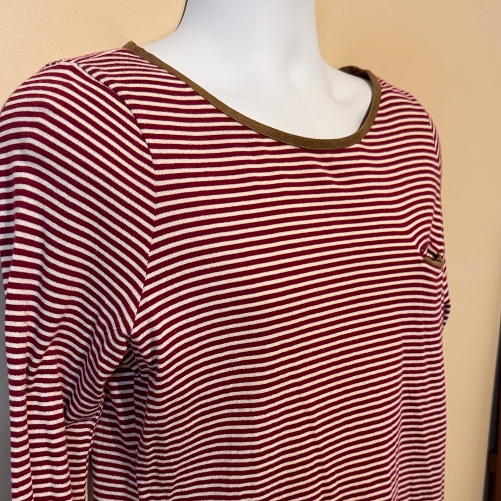 Lauren Ralph Lauren Maroon and White Striped Blouse - Picture 5 of 9